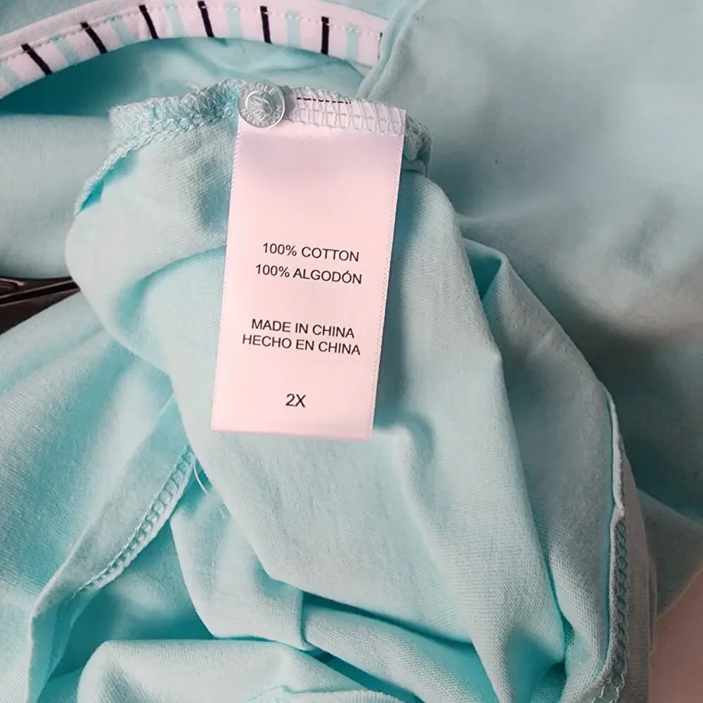 NWT Carole Hochman 2-Piece Pajama Set Aqua Blue | Cozy Lounge Sleepwear Women 2X - Picture 14 of 16